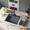 Кухонные мойки Roxen Simple 560220-60B PVD графит (с коландером и дозатором)