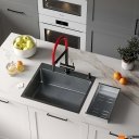 Кухонные мойки Roxen Simple 560220-60B PVD графит (с коландером и дозатором)