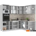 Готовые кухни Интерлиния Мила Лайт 1.68x2.4 правая (дуб золотой/антрацит/дуб бунратти)