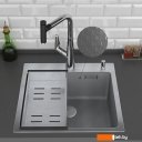 Кухонные мойки Roxen Snake 560220-50-S (50*48) сатин/текстурная поверхность (с коландером и дозатором)