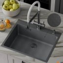 Кухонные мойки Roxen Snake 560220-60-BS PVD графит/текстурная поверхность (с коландером и дозатором)