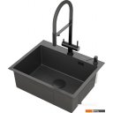 Кухонные мойки Roxen Snake 560220-60-BS PVD графит/текстурная поверхность (с коландером и дозатором)