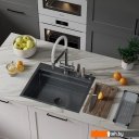 Кухонные мойки Roxen Stage 560250-60B PVD графит (c держателем для ножей, двумя коландерами, разделочной доской и дозатором)