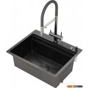 Кухонные мойки Roxen Stage 560250-60B PVD графит (c держателем для ножей, двумя коландерами, разделочной доской и дозатором)