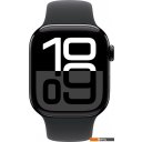 Умные часы и браслеты Apple Watch Series 10 42 мм (алюминиевый корпус, черный/черный, спортивный силиконовый ремешок M/L)