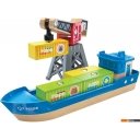 Игрушечный транспорт Hape Грузовой корабль и подъемный кран. У моря E3792-HP