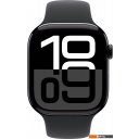 Умные часы и браслеты Apple Watch Series 10 46 мм (алюминиевый корпус, черный/черный, спортивный силиконовый ремешок S/M)