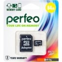 Карты памяти Perfeo PF64GMCSX10U1A microSDXC 64GB (с адаптером)
