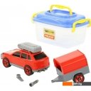 Игрушечный транспорт Полесье Автомобиль легковой с прицепом (в контейнере) 56658