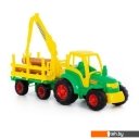 Игрушечный транспорт Полесье Чемпион трактор + прицеп-лесовоз 8229