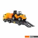 Игрушечный транспорт Полесье Volvo автомобиль-трейлер + автокар + конструктор 30 эл. 58409