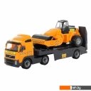 Игрушечный транспорт Полесье Volvo автомобиль-трейлер + дорожный каток 58416