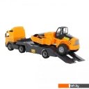 Игрушечный транспорт Полесье Volvo автомобиль-трейлер + дорожный каток 58416