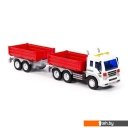 Игрушечный транспорт Полесье Сити бортовой с прицепом 93110 (красный)