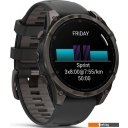 Умные часы и браслеты Garmin Fenix 8 Sapphire, Titanium 47мм (угольно-черный DLC, пепельно-черный силиконовый ремешок)
