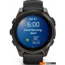 Умные часы и браслеты Garmin Fenix 8 Sapphire, Titanium 47мм (угольно-черный DLC, пепельно-черный силиконовый ремешок)