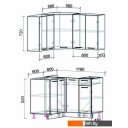 Готовые кухни Интерлиния Мила Лайт 1.2x1.2 без столешницы (вудлайн кремовый/бетон)