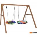 Детские спортивные комплексы и игровые площадки Капризун Деревянные с гнездом Гексагон и круглым гнездом Свиби Р911-75