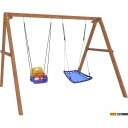 Детские спортивные комплексы и игровые площадки Капризун Деревянные с гнездом Лодка и качелями со спинкой Р911-42