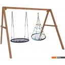 Детские спортивные комплексы и игровые площадки Капризун Деревянные с гнездом с паутинкой и гнездом 100 Р911-59