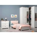 Кровати Mobi Джастин 11.54 90x190 (белый PE шагрень/дуб белый Exclusive/белая шагрень)