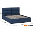 Кровати Трия Глосс универсальный тип 1 с ПМ 160x200 (микровелюр Wellmart Blue)
