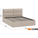 Кровати Трия Глосс универсальный тип 1 с ПМ 160x200 (микровелюр Wellmart Dark Beige)