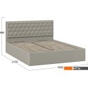 Кровати Трия Порто универсальная с ПМ 160x200 (велюр Confetti Smoke)