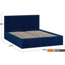 Кровати Трия Порто универсальная с ПМ и заглушиной 160x200 (велюр Confetti Blue)