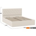 Кровати Трия Порто универсальная с ПМ и заглушиной 160x200 (велюр Confetti Cream)