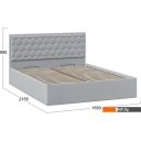 Кровати Трия Порто универсальная с ПМ и заглушиной 160x200 (велюр Confetti Silver)