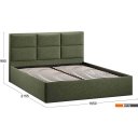 Кровати Трия Стелла Тип 1 c ПМ и заглушиной 160x200 (микровелюр Jercy Deep Green)