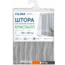 Шторки и карнизы для ванн и поддонов Вилина Кристалл Peva. Водопад 7179-10017-7 180x180 (серый)