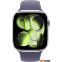 Умные часы и браслеты Apple Watch Series 11 46 мм (алюминиевый корпус, серебристый/фиолетовый туман, спортивный силиконовый ремешок S/M)
