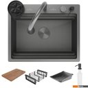 Кухонные мойки Roxen Stage Plus 560250-60-BS многофункциональная 8 в 1 (60*48/текстурный графит)