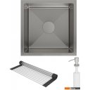 Кухонные мойки Roxen Uno 560210-44 (440*440) сатин под столешницу (с ролл-матом и дозатором)