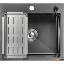 Кухонные мойки Saniteco 5045 Nano + смеситель Spike (с сифоном, дозатором и коландером)