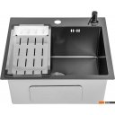 Кухонные мойки Saniteco 5045 Nano + Spike F9S07000 (хром, с сифоном, дозатором и коландером)