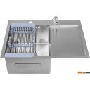 Кухонные мойки Saniteco 6550-L + Spike F9S07000 (хром, с сифоном, дозатором и коландером)