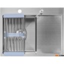 Кухонные мойки Saniteco 6550-L + Spike F9S07000 (хром, с сифоном, дозатором и коландером)