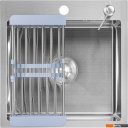 Кухонные мойки Saniteco 4848 + Spike F9S07000 (хром, с сифоном, дозатором и коландером)