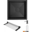 Кухонные мойки Roxen Uno 560210-44B (440*440) PVD графит под столешницу (с ролл-матом и дозатором)
