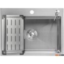 Кухонные мойки Saniteco 6045 + Spike F9S07000 (хром, с сифоном, дозатором и коландером)