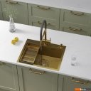 Кухонные мойки Roxen Snake 560220-60-GS PVD Gold золотая/текстурная (с коландером и дозатором)