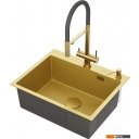 Кухонные мойки Roxen Snake 560220-60-GS PVD Gold золотая/текстурная (с коландером и дозатором)