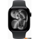 Умные часы и браслеты Apple Watch Series 11 42 мм (алюминиевый корпус, черный/черный, спортивный силиконовый ремешок M/L)