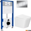 Унитазы Lauter Square 214903 с кнопкой 219701J (прямоугольная, хром)