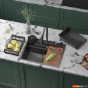 Кухонные мойки Roxen Stage Plus 560250-60B многофункциональная 8 в 1 (60*48/графит)