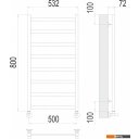 Полотенцесушители TERMINUS Аврора П8 500x800 (оружейная сталь)