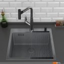 Кухонные мойки Roxen Snake 560220-45-BS PVD графит/текстурная поверхность (с ролл-матом и дозатором)
